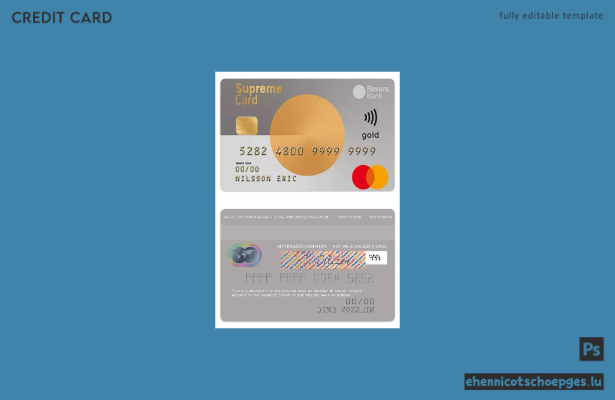 Vorschau auf ein Beispiel der Resurs Bank Supreme Goldkarte aus Norwegen